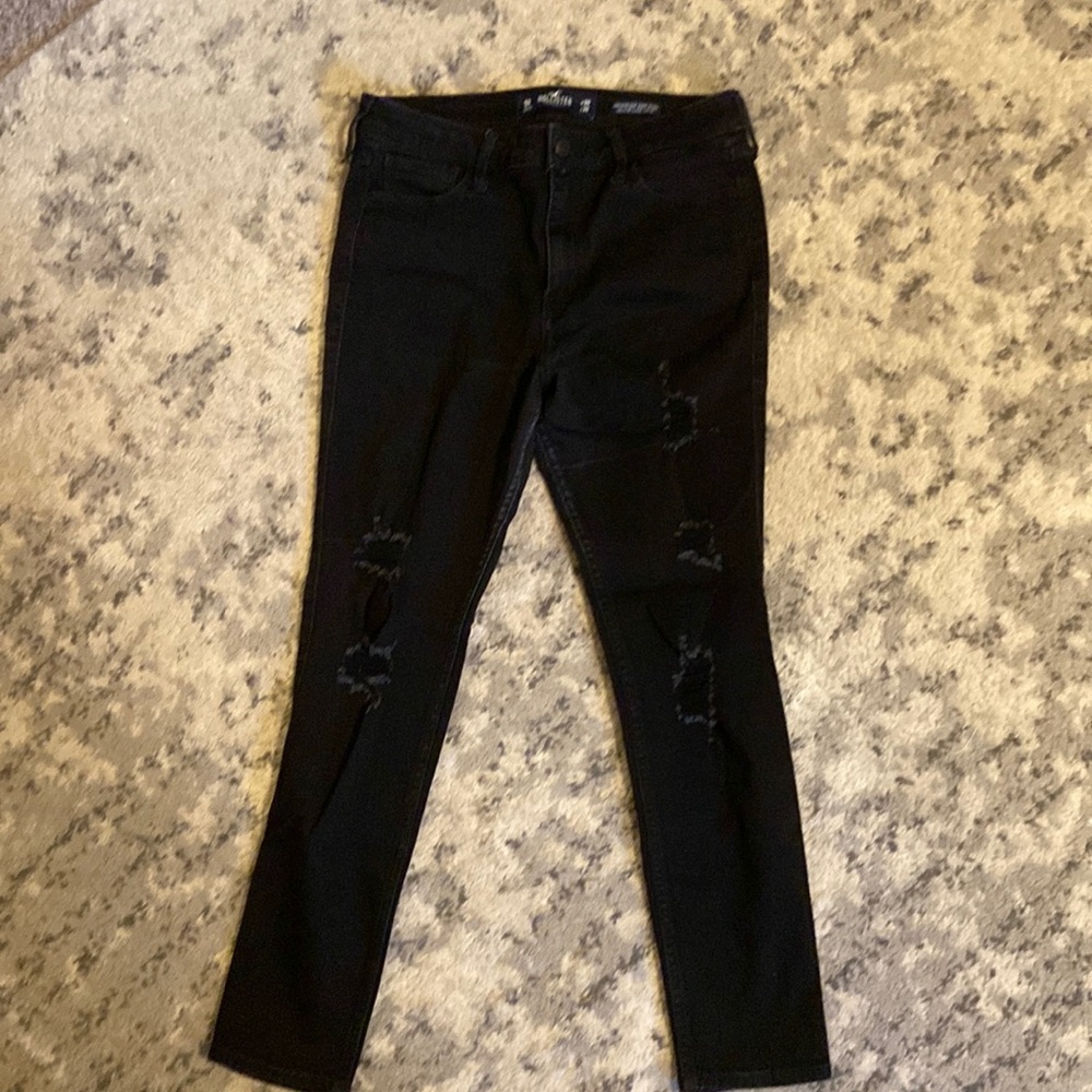 Holister high rise crop super skinny black jeans